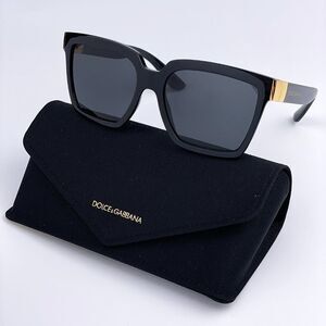 SALE! NEW D&G DG6165  501/87 Black Dark Gray Square Women Sunglasses